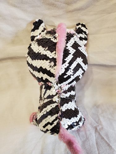 Shimmeez Simiflitter zebra plüssfigura, 18 cm – használt, jó állapotban (OP1)