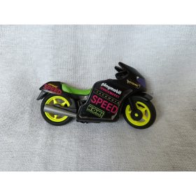   Playmobil versenymotor fekete-zöld dizájnnal – használt, 10 cm (G1) 