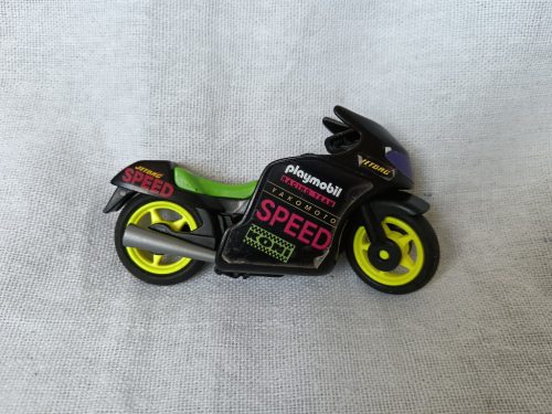 Playmobil versenymotor fekete-zöld dizájnnal – használt, 10 cm (G1) 