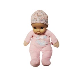   Csörgős puha játékbaba rózsaszín ruhában – használt újszerű állapotú (28 cm) (b2)