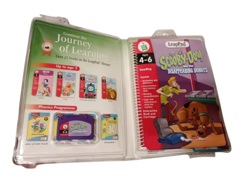 LeapFrog LeapPad – Scooby-Doo and the Disappearing Donuts interaktív könyv és játékkazetta – angol nyelvű, hiánytalan (H6) 
