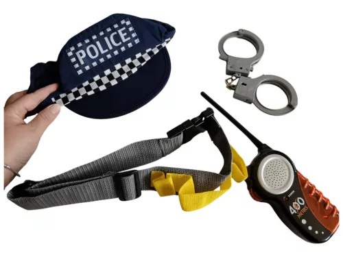 ELC Police rendőr jelmez- és szerepjáték szett 4-7 éves korra hordozható táskában – használtabb állapotú (C5)