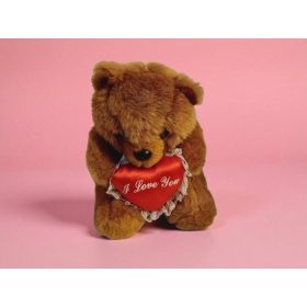   „I Love You” barna plüssmackó, 17 cm – használt, jó állapotban (G4)