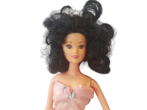 Hercegnős divatbaba rózsaszín ruhában – használt, jó állapotú (30 cm) (A2)