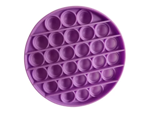 Lila kerek Pop It fidget stresszoldó játék, 13 cm – újszerű (C5)