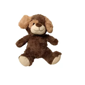   Foltos kutyus plüssfigura 28 cm – használt, újszerű (A6)