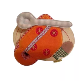   Kiságyra akasztható felhúzható zenélő tányér, textil altatójáték – jó állapotú (A4)