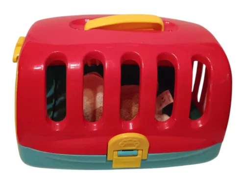 Playgo kisállat-hordozó játékszett plüsskutyával  25×17 cm - jó állapotú (E5) 
