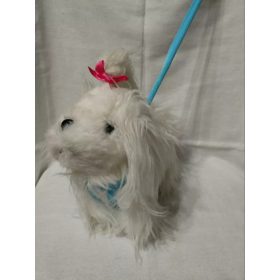   Sétáltatható plüss kutyus bottal – használt, jó állapotban (23 cm, nem elemes) (a2)