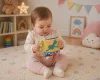 Állatos textil babakönyv rögzítő karikával, 11 cm – újszerű (d3)