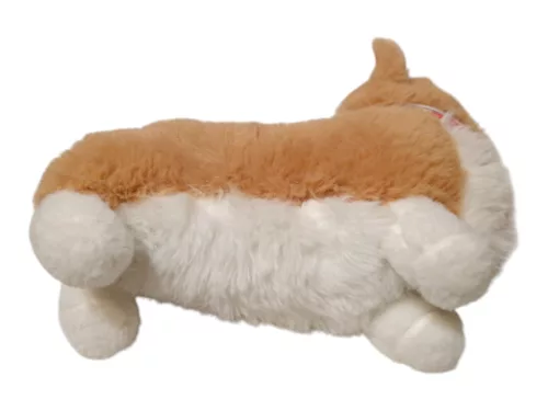 Corgi kutya plüssfigura brit zászlós kendővel 25 cm – használt, újszerű állapotú (E5)