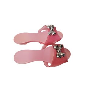   Rózsaszín masnis kislány papucs – használt, jó állapotú (belső talphossz: 18 cm) (a6)