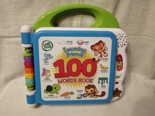 LeapFrog 100 Words Book interaktív tanulókönyv – 23×23 cm – használt, jó állapotban (C6)