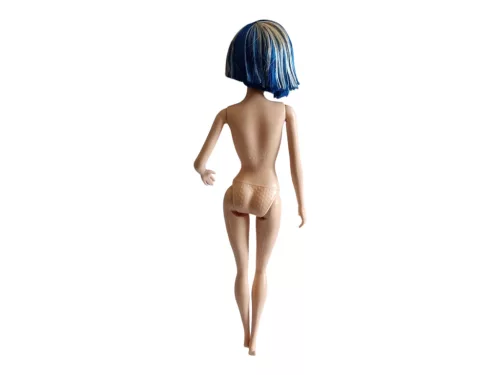 Modern Barbie baba kék sávos bubifrizurával ruha nélkül 29 cm - újszerű (E2) 