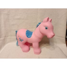   Rózsaszín műanyag póni figura használt, újszerű állapotban – fésülhető kék sörénnyel (G3) 