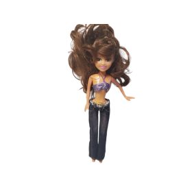   Stílusos divatbaba hosszú barna hajjal – használt jó állapotú (26 cm) (b4)