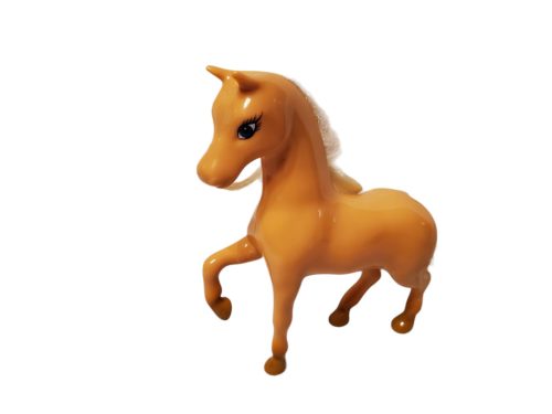 Lovas játékszett babával és lóval – használt, jó állapotban (14 cm-es baba) (A2)