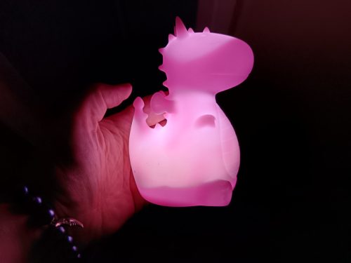 Világító műanyag sárkány éjszakai fény lila fénnyel, használt, újszerű állapotban, 12 cm (G1) 