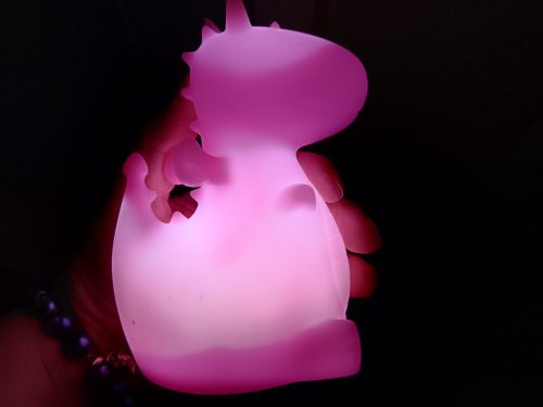 Világító műanyag sárkány éjszakai fény lila fénnyel, használt, újszerű állapotban, 12 cm (G1) 