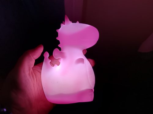 Világító műanyag sárkány éjszakai fény lila fénnyel, használt, újszerű állapotban, 12 cm (G1) 