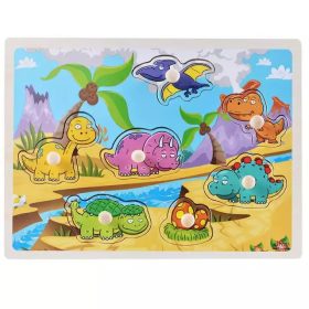 ÚJ Fogantyús fa puzzle dínós