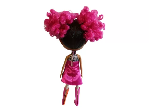 Jada Toys Cutie Pops Swirly Brights Magenta baba pink göndör hajjal, 26 cm – jó állapotú (D3)