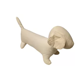   Fehér vászon tacskó kutya figura / szobadekoráció, 30 cm – jó állapotú (B7)