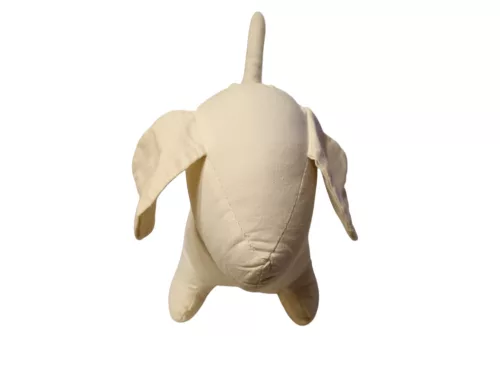 Fehér vászon tacskó kutya figura / szobadekoráció, 30 cm – jó állapotú (B7)