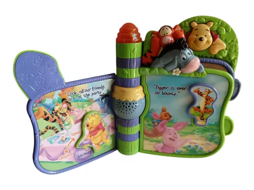 VTech Disney Micimackó Slide 'n Learn Storybook interaktív angol nyelvű mesekönyv, 21 cm – használtabb állapotú  (D6)