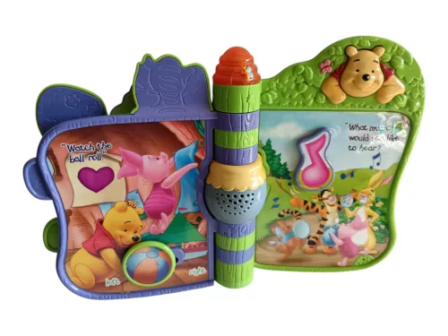VTech Disney Micimackó Slide 'n Learn Storybook interaktív angol nyelvű mesekönyv, 21 cm – használtabb állapotú  (D6)