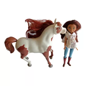   DreamWorks Spirit Boomerang ló (20 cm) és Pru baba (19 cm) játékszett – használt, jó állapotú (D6)