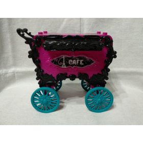   Monster High Café pultkocsi – gurulós kiszolgálóállvány babajátékhoz (15×16 cm) – használt, jó állapotban (A6) 