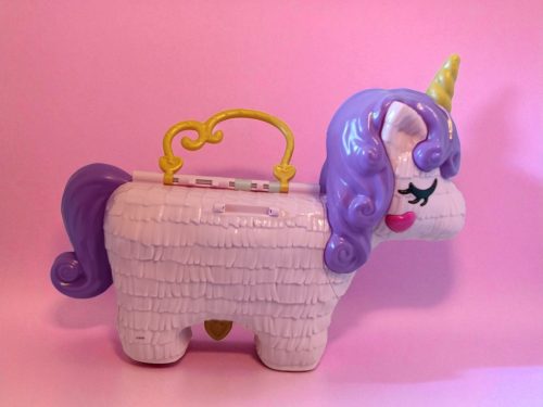 Polly Pocket unikornis kastély játékszett, 30×25 cm – használt, újszerű állapotban (G2) 