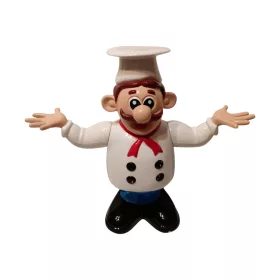   Retró billegő szakács figura, konyhai dekorációnak vagy hiányos társasjáték pótlásához, 22 cm - jó állapotú (E2) 