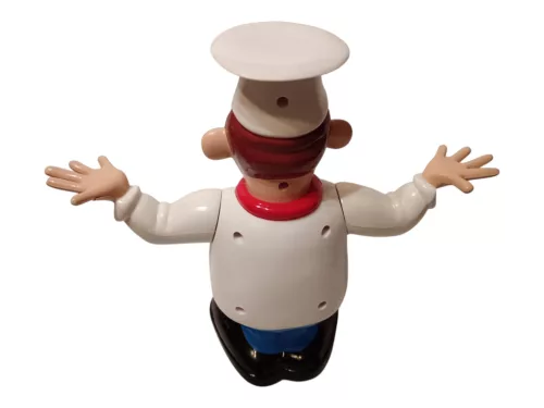 Retró billegő szakács figura, konyhai dekorációnak vagy hiányos társasjáték pótlásához, 22 cm - jó állapotú (E2) 