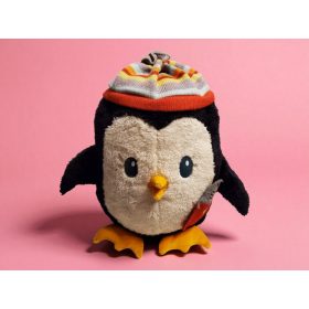   Karácsonyi dalt zenélő pingvin plüss, 35 cm – használt, jó állapotban (a3)