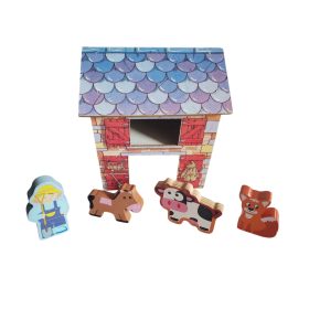 Használt Fa házikó figurákkal – jó állapotú (D3)