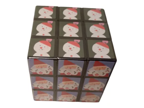 Karácsonyi/télapós mintájú mágikus kocka 6x6cm - csomagsérült új (A7)