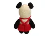 Kötött panda piros ruhában, 18 cm – használt, jó állapotú (H6) 
