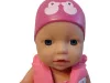 Zapf Baby born úszó kislány baba rózsaszín fürdőruhában, úszósapkával és mentőmellénnyel, 32 cm – használt, jó állapotú (D6)