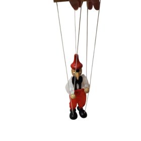 Használt újszerű fa marionette Pinoccio báb (OP2)