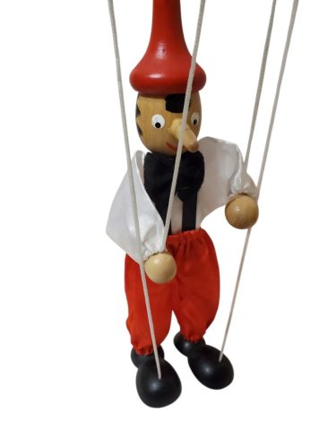Használt újszerű fa marionette Pinoccio báb (OP2)