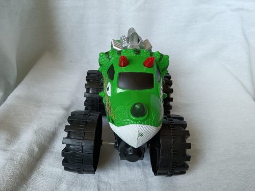 Elemes zöld dinoszauruszos szörnyautó – újszerű állapotú, 19 cm (G1) 