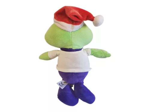Lila nadrágos béka plüssjáték 27 cm - használt, újszerű (A8)