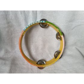 Színes fa csörgő – használt állapotú, 18 cm  (G1)