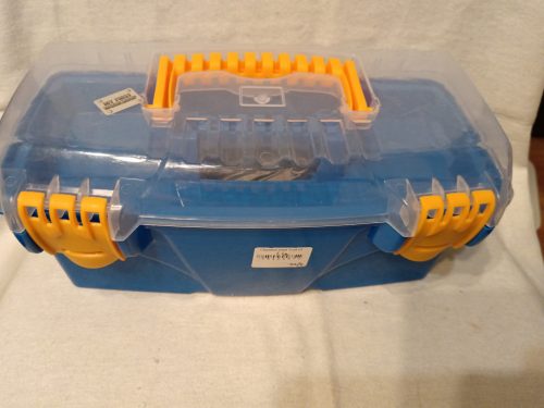 Gyerek műanyag szerszámos készlet dobozban – használt, újszerű állapotban (G3)