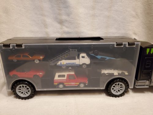 Autókat szállító, használt, újszerű állapotban lévő kamion tárolóval – 39 cm (E2)