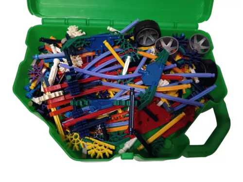 Vegyes kid k'nex és k'nex építőjáték készlet zöld kofferben - jó állapotú (G8)