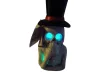 Halloween LED világító kőhatású koponya dekoráció cilinderrel, 29 cm – új (D8)