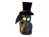 Halloween LED világító kőhatású koponya dekoráció cilinderrel, 29 cm – új (D8)